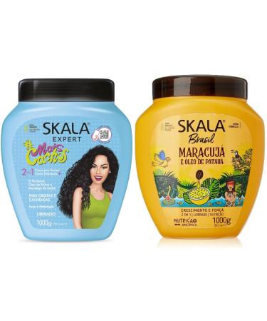 SKALA Hair Type 3ABC - Mais Cachos & Passion Fruit Combo - Hydrate Curls Eliminate Frizz For Curly Hair - 2-IN-1 Conditioning Treatment & Cream to Comb
