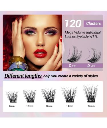 MAEXUS Lash Clusters DIY Eyelash Extensions - 120 Natural Look C D Curl Wispy Lashes (0.07D 8-16mm MIX) for Mega Volume - Buy Online on GoSupps.com