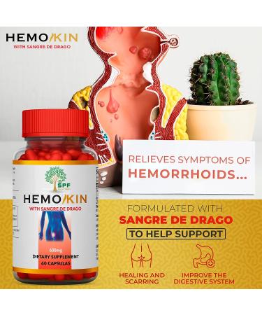 Hemokin with Sangre de Drago Hemorrhoid & Fissure Relief Supplement - 60 Caps | Soothes Itching & Swelling Naturally - Buy Online on GoSupps.com