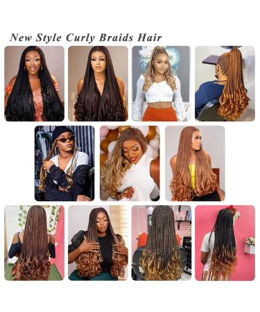 Mclisle French Curl Crochet Braids 18 Inch 7 Pack - Synthetic Pre Looped Goddess Box Braids with Curly Ends - 1B 18 Inch - Buy Online on GoSupps.com