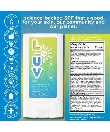 Swipe! SPF 50 Mineral Sunscreen Stick - Broad-Spectrum UVA/UVB Protection for Everyday and Outdoor Use | Lightweight Clear Formula - Buy Online on GoSupps.com