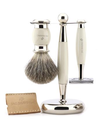 Jag Shaving ivory-colored men's rasier set double-edged with leather case super-roof hair brush and stand perfect set for men