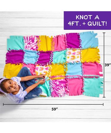 Made By Me Easy-to-Knot Fleece Quilt Making Kit - No Sewing Required - 59 x 39 Inches - Includes 20 Fabric Squares and Embellishments - Learn 4 Knotting Techniques - Multicolor - Buy Online on GoSupps.com