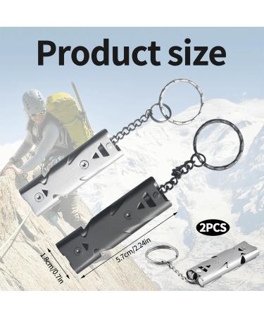 Tigmew 2-Piece High Decibel Emergency Whistle Set | 150dB Stainless Steel Keychain Signal Pipe for Mountain Survival & Outdoor Safety - Buy Online on GoSupps.com