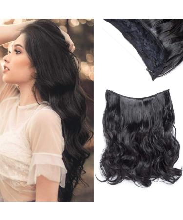 Hair extension with rubber band silk-co wavy extensions with invisible cord synthetic hair part such as real hair hair compression hair extensions for women natural black 40cm