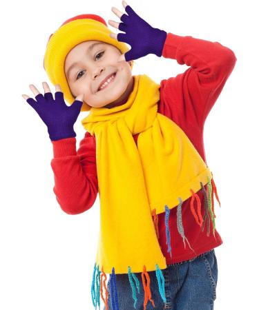 Bememo 4 Pairs Fingerless Gloves - Half Finger Mittens for Kids - Knitted Winter Typing Gloves - Solid Color Set 2 - Ideal for Boys & Girls - International Shipping Available - Buy Online on GoSupps.com