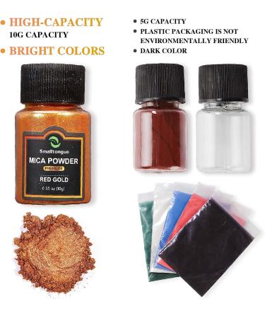 Smalltongue 36 Colors Mica Powder for Epoxy Resin & More - 0.35oz Bottles Mica Glitter Pigment for Lip Gloss, Soap Making, Art Crafts & More - Buy Online on GoSupps.com