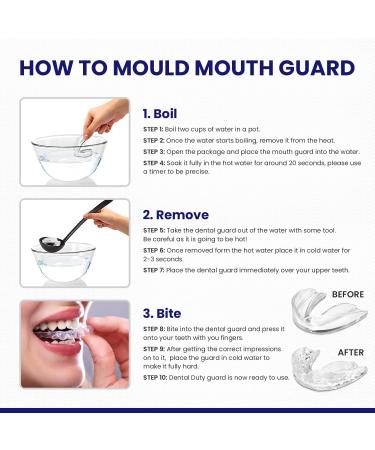 Professional Moldable Mouth Guard for Teeth Grinding - 2 Sizes, 4 Pieces Set - Night Guard for Bruxism & Clenching - Antibacterial Dental Guard Case Included - Buy Online on GoSupps.com