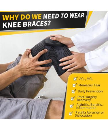 Cambivo 2x Knee Bandage for Men & Women | Stabilizers & Gel Pad | XXL Black/Gray | Pain Relief for Sports ACL Arthritis & Meniscus Tear - Buy Online on GoSupps.com