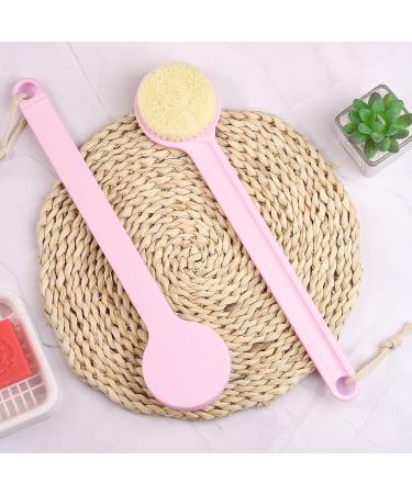 2Pcs 14in Back Scrubber Shower Brush for Body - Pink, Comfy Bristles, Wet/Dry Brushing - Buy Online on GoSupps.com