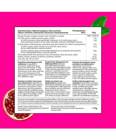 PUR Gum | Sugar-Free Vegan Chewing Gum | 100% Xylitol | Aspartame-Free Gluten-Free Diabetic-Friendly | Pomegranate Mint Flavor | 55 Pieces (6-Pack) - Buy Online on GoSupps.com