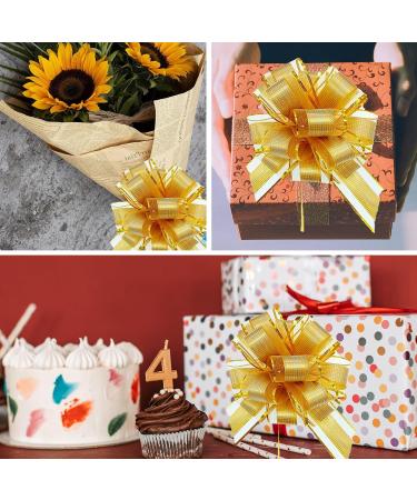 20 Pieces Gift Wrap Ribbons Pull Bow Present Bow Ribbon Present Wrapping Bow for Present Wedding Baskets Floral Decor Christmas Decor 6 Inches Diameter (Gold) - Buy Online on GoSupps.com