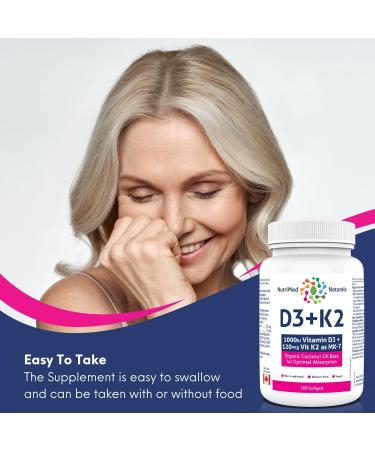 Optimal Bone & Teeth Support D3 + K2 180 Softgels - Optimal Absorption with Organic Coconut Oil Base MK7 K2 Vitamin for Bone & Heart Health Inspiring Wellness with D3K2 Vitamins 3rd Party Tested - Formulated & Made in Canada - Buy Online on GoSupps.com