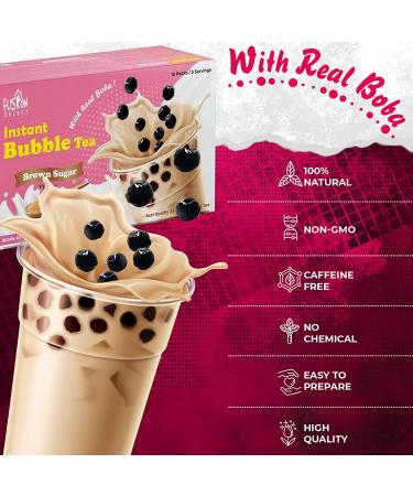 Fusion Select 5-Pack Authentic Instant Brown Sugar Boba Tea Kit with Black Tea & Boba Pearls - Royal Black Tea Latte Flavor - Buy Online on GoSupps.com