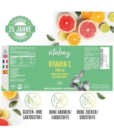 Vitabay Vitamin C Powder 1000 mg - 250g Vegan Ascorbic Acid Supplement for Optimal Health - Buy Online on GoSupps.com