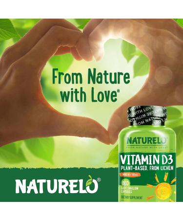 NATURELO Vitamin D - 5000 IU - Plant Based from Lichen - Natural D3 Supplement for Immune System Bone Support Joint Health - High Potency - Vegan - Non-GMO - Gluten Free - 180 Capsules 180 Count (Pack of 1) - Buy Online on GoSupps.com