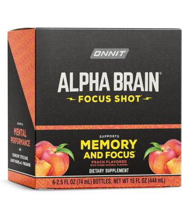 ONNIT Alpha Brain Focus Shot Peach Flavor Nootropic Dietary Supplement Drink That Supports Energy Focus and Mood IGEN Non-GMO Tested 2.5 fl oz 6 Count - Buy Online on GoSupps.com