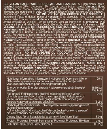 nouri Chocolate and Hazelnut balls Vegan Gluten Free No Added Sugar (8 packs of 10 balls each) 800 gms - Buy Online on GoSupps.com