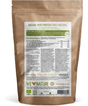 Ekopura Organic Whey Protein 500g | 80% Protein | Hormone, GMO, and Soy-Free | Additive and Sugar-Free | Promotes Muscle Growth & Recovery | Certified Organic | Plain Flavor - Buy Online on GoSupps.com
