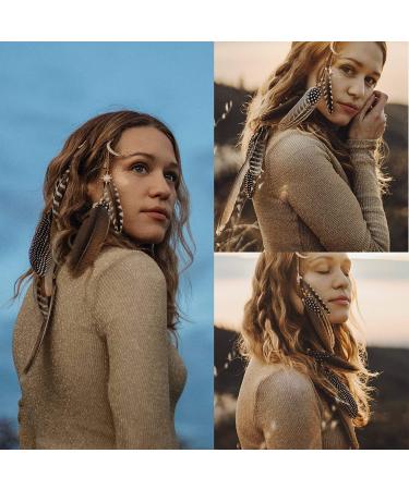 Hippie Feather Hair Extension Clip - AWAYTR Bohemia Tribal Indian Peacock Hair Feather Headpiece for Festival Hair Accessories - Buy Online on GoSupps.com