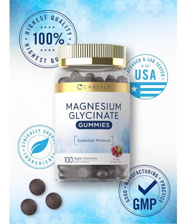 Carlyle Magnesium Glycinate Gummies | 100 Count Vegan Non-GMO Gluten Free Supplement - Buy Online on GoSupps.com