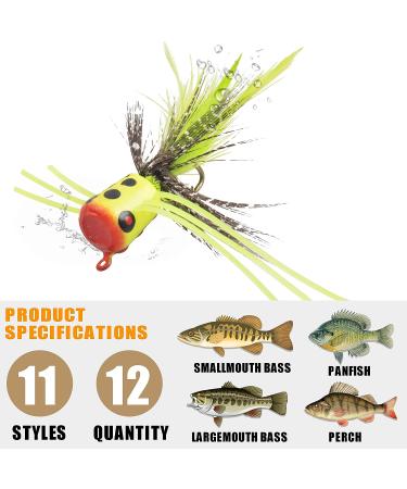 Topwater Fly Fishing Poppers Kit for Bass Trout Panfish - 12/15pcs Lures Set - Buy Online on GoSupps.com