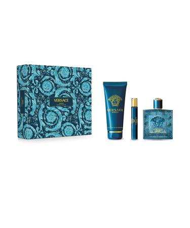 VERSACE EROS by Versace 3 PIECE GIFT SET - 3.4 OZ EAU DE TOILETTE SPRAY NEW Box