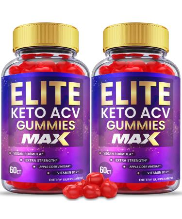 (2 Pack) Elite Keto ACV Gummies - Max Strength Formula - Keto Elite Plus ACV Keto Elite Gummies Keto+Elite Gummies Apple Cider Vinegar Weight Shark Loss Tank Vitamin B12 Beet Root (120 Gummies)