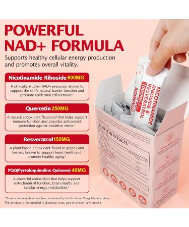 NAD+ Supplement 1000mg Liquid Packets 21pcs Nicotinamide Riboside Resveratrol NAD Supplements for Women Men Anti-Aging Repairs Cells Support Natural Vitality - Buy Online on GoSupps.com