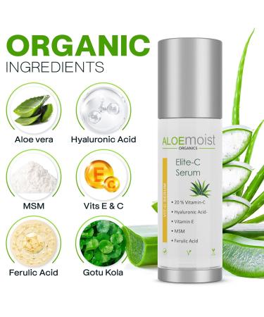 Elite Vitamin C Serum with Hyaluronic Acid & Aloe Vera - Anti-Aging Pore Minimizer Dark Spot Corrector for Face (.5 fl oz - Buy Online on GoSupps.com