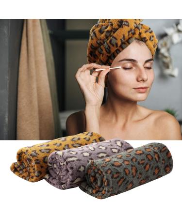 3 Pieces Leopard Microfiber Hair Towel Set - Anti-Frizz Curly Hair Turban | Dry Wet Hair Fast | Multicolored Bath Hats - Buy Online on GoSupps.com