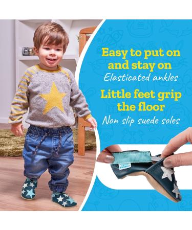 Blue Stars Baby Walking Shoes 6-12 Months | Soft Sole Leather Toddler Shoes - Buy Online on GoSupps.com