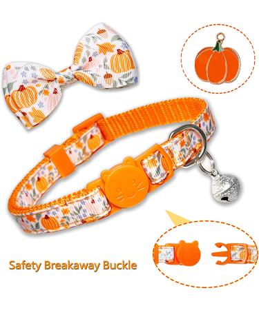 Fall Bow Tie Pumpkin Cat Collar Set with Bell | Autumn Thanksgiving Harvest Holiday Collar for Cats | Pumpkin Patch Design for Boys and Girls - Buy Online on GoSupps.com
