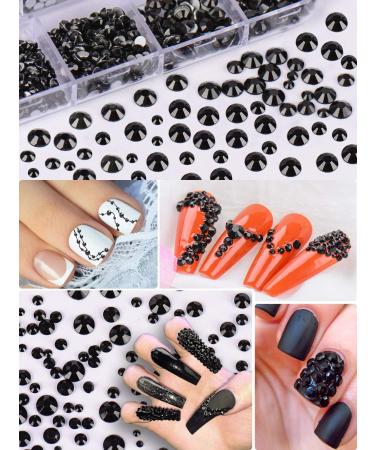Spearlcable 5400 Pieces Crystal Nail Rhinestones Set - Black and Gold Flat Back Round Beads for Crafts and Nail Art - 6 Mixed Size(Color B) - Buy Online on GoSupps.com
