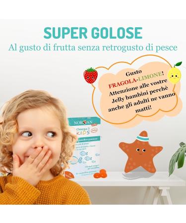 NORSAN Omega 3 KIDS Jelly 45 high dosed lozenges/omega 3 child 1.000mg per daily dose/fish oil with EPA & DHA/daily dose 2 capsule omega 3 fish oil - Buy Online on GoSupps.com