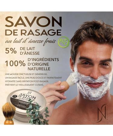 Nude Skin - 100% Natural Shaving Soap with Fresh Donkey Milk 100 ml | Shaving Soap for Men | Use with a Shaving Brush | Coconut Oil and Shea Butter | Generous Foam | Eucalyptus Scent - Buy Online on GoSupps.com