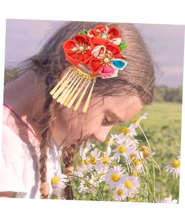 FOMIYES Hair Jewelry Kimono Floral Barrettes Asian Hair Accessories Hair Grips Flower Hair Clip Fan Tassel Hair Clip Womens Hanfu Hair Accessories Hairpin Hair Piece Bride Chinese Style M Red - Buy Online on GoSupps.com