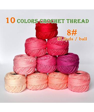 Crochet Thread 10 Balls Cardinal Size 8 - Pink Series | 5g Size 8 for Crochet, Hardanger, Cross Stitch, Needlepoint, Hand Embroidery - Buy Online on GoSupps.com