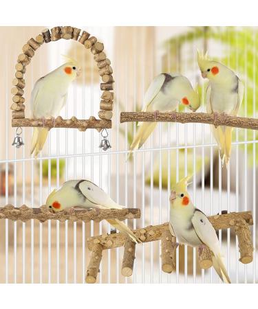 LIMIO 4 Pack Bird Swing & Perch Toys for Small Parakeets, Cockatiels, Conures - Natural Wood Bird Ladder for Cage - Ideal for Finches, Budgies, Macaws, Parrots, Love Birds - Buy Online on GoSupps.com