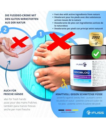  Mr. Fuss Mr. Fuss ODOBLOQ Deodorant Cream for Sweaty Feet and Strong Odors Aluminum-Free 100 ml Cream for Men and Women - Buy Online on GoSupps.com