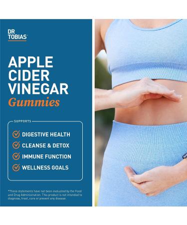 Dr. Tobias Apple Cider Vinegar Gummies: Supports Gut Health, Cleanse & Detox - 500mg with Mother, Folate & B12 - Vegan & Gluten-Free - 60 Gummies - Buy Online on GoSupps.com