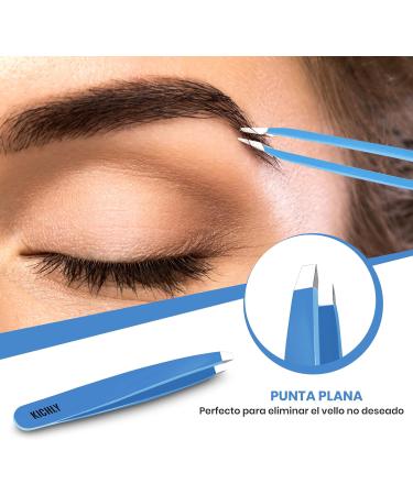 KICHLY Professional Eyebrow Tweezers Set - 4 Tweezers & Travel Leather Case - Perfect for Precision Plucking (Blue) - Buy Online on GoSupps.com