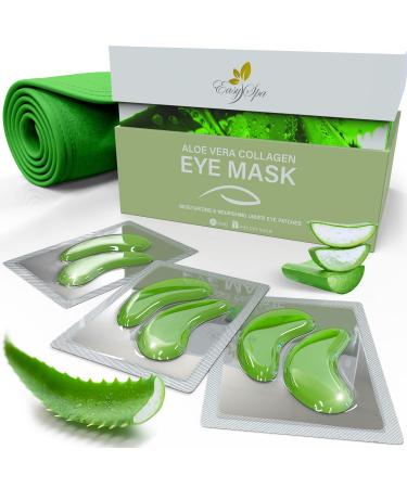 Under Eye Mask, Aloe Vera Gel Eye Mask, Eye Patches for Puffy Eyes, Dark Circles Under Eye Treatment for Women & Men, Hydrogel Eye Patch, Skin Care - 20 Pairs Under Eye Gel Pads + Hair Band Aloe Vera Patches