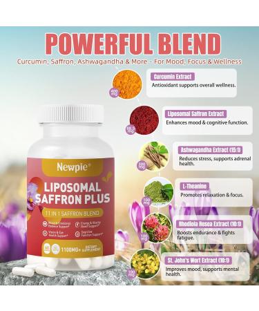 Newpie Saffron Supplements - 100% Pure Saffron Extract Capsules - Natural Mood Enhancer, Supports Eye & Heart Health, Boosts Energy - Premium Supplement for Women & Men(60 Servings (2) - Buy Online on GoSupps.com