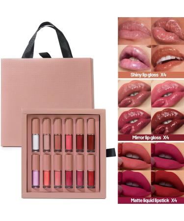 Zegaqae Lip Gloss Set for Women 12 Colors Water Resistant Long Lasting Lip Gloss Liquid Matte Lipstick Light Shine Lipstick Set Gift Set for Women and Ladies - Buy Online on GoSupps.com