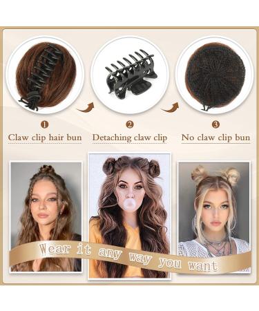 Sofeiyan 2PCS Mini Claw Clip Hair Bun Extension Updo Space Bun Synthetic Wig Accessory for Women - Light Ash Brown & Bleach Blonde - Buy Online on GoSupps.com