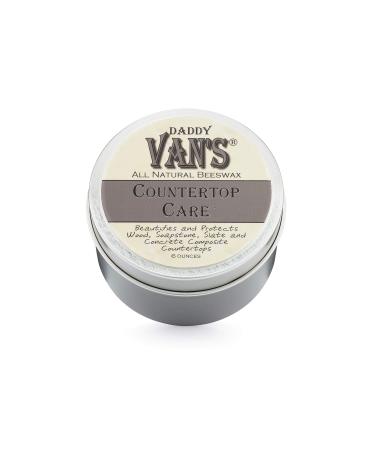 Daddy Van's All Natural Beeswax Countertop Care for Soapstone Slate Concrete Composite and Butcher Block Counter Tops - Food Safe Chemical-Free and Non-Toxic - 6 Oz. Tin