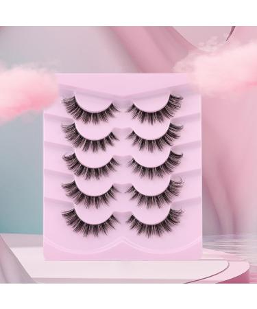Lashes Natural Look Wispy Eyelashes Clear Band D Curl Eyelash Extension Cat Eye False Lashes Pack 5 Pairs by Mavphnee Glamour - Buy Online on GoSupps.com