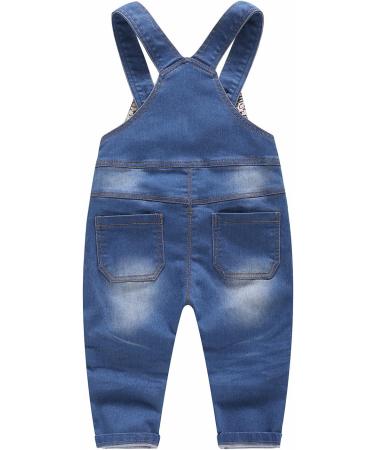 KIDSCOOL SPACE Baby & Little Boys/Girls Water Washed Ripped Soft Denim Overalls 12-18 Months Light Blue - Buy Online on GoSupps.com