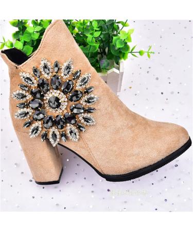 Crystal Glass Rhinestones Decoration Crystal Rhinestones Chain Crystal Flower Buttons Brooches for Clothes Shoe Bag(Gray Silver Base) - Buy Online on GoSupps.com